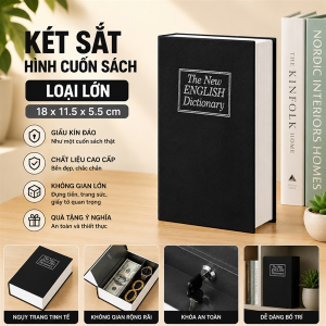 KÉT SẮT HÌNH CUỐN SÁCH LOẠI LỚN 18X11.5X5.5CM (T24)