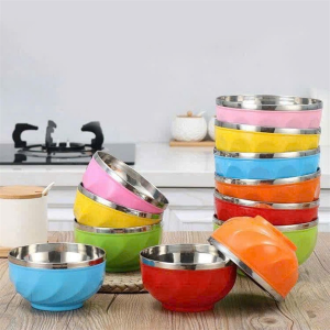 HỘP 6 CHÉN INOX CÁCH NHIỆT 2 LỚP NHIỀU MÀU 14CM