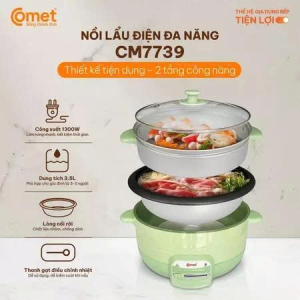 NỒI LẨU ĐIỆN 3.5L KÈM XỬNG HẤP COMET CM7739