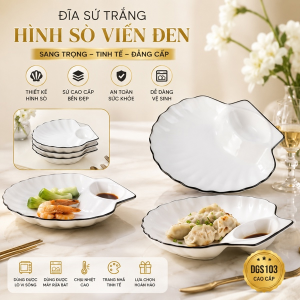 ĐĨA SỨ TRẮNG HÌNH SÒ VIỀN ĐEN SANG TRỌNG DGS103 (T50)