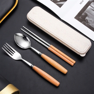 BỘ NĨA MUỖNG ĐŨA INOX CÁN GỖ CAO CẤP