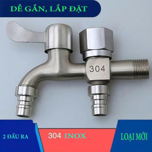 VÒI NƯỚC INOX 304 CHIA 2 ĐẦU RA (T200)
