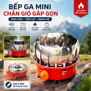 BẾP GA MINI CHẮN GIÓ GẤP GỌN DU LỊCH (T50)