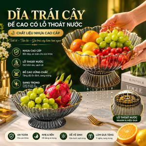 DĨA TRÁI CÂY TRANG TRÍ ĐẾ CAO CÓ LỖ THOÁT NƯỚC