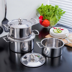 BỘ 3 NỒI INOX CÓ NẮP ĐẬY 16-18-20CM