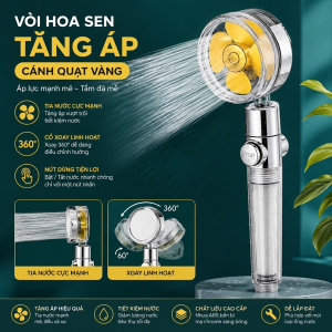 VÒI HOA SEN TĂNG ÁP CÁNH QUẠT VÀNG KHÔNG DÂY (T200)