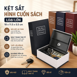 KÉT SẮT HÌNH CUỐN SÁCH LOẠI LỚN 18X11.5X5.5CM (T24)