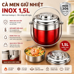 CÀ MEN GIỮ NHIỆT INOX 1,5L CÓ QUAI XÁCH (T60)