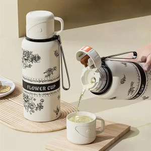 BÌNH GIỮ NHIỆT KÈM 2 CỐC FLOWER CUP 600ML (T50)
