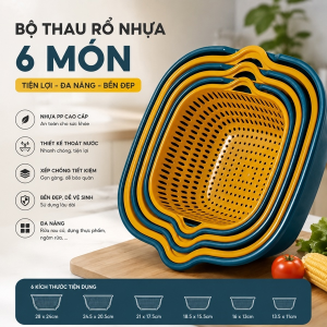 BỘ THAU RỔ NHỰA 6 MÓN (T200)