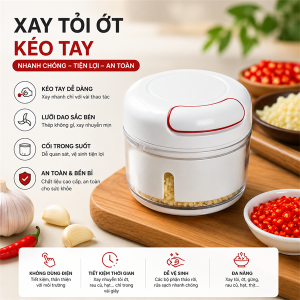 XAY TỎI ỚT KÉO TAY MÀU TRẮNG (T100)