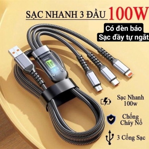 CÁP SẠC NHANH 3 ĐẦU DÂY DÙ DÀI 1M2 (T500)