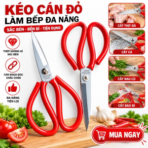 KÉO CÁN ĐỎ BỌC NHỰA LÀM BẾP ĐA NĂNG (T180)