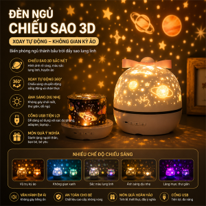 ĐÈN NGỦ CHIẾU SAO 3D XOAY TỰ ĐỘNG (T48)
