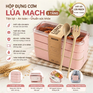 HỘP ĐỰNG CƠM LÚA MẠCH 3 TẦNG